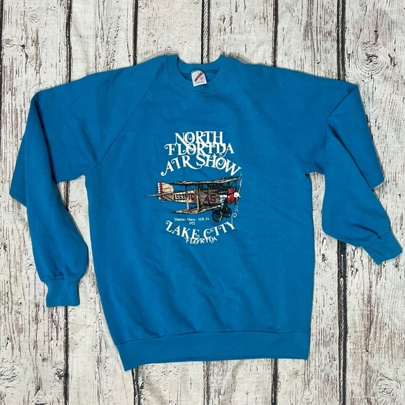 Vintage Florida Air Show Lake City Florida 1980s Crewnecl Pullover Sweatshirt - Picture 1 of 3